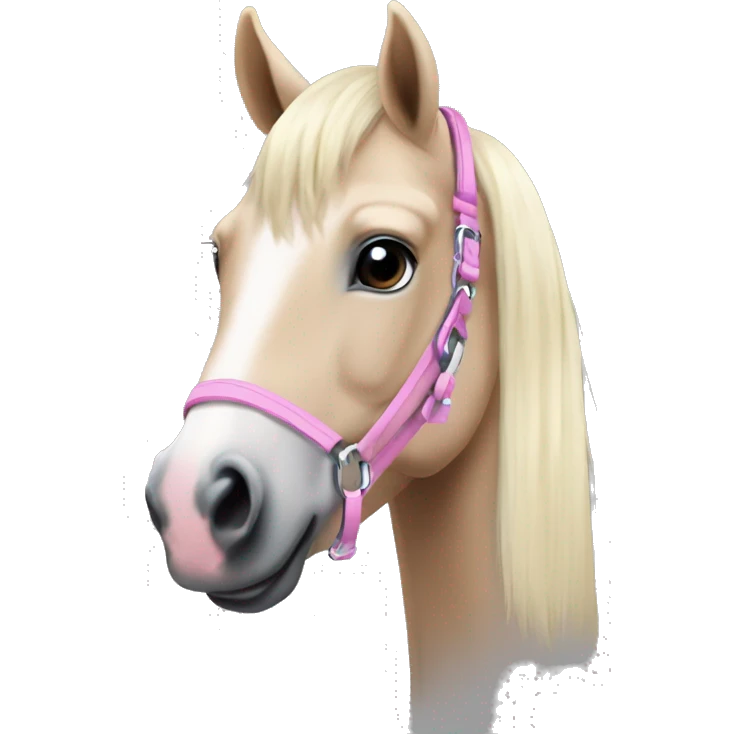 Fjord horse mare with pink halter emoji