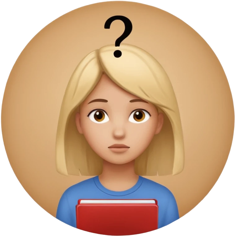 студентка учится и задумывается получится ли у нее, а наверху над головой пустый круг с вопросом emoji