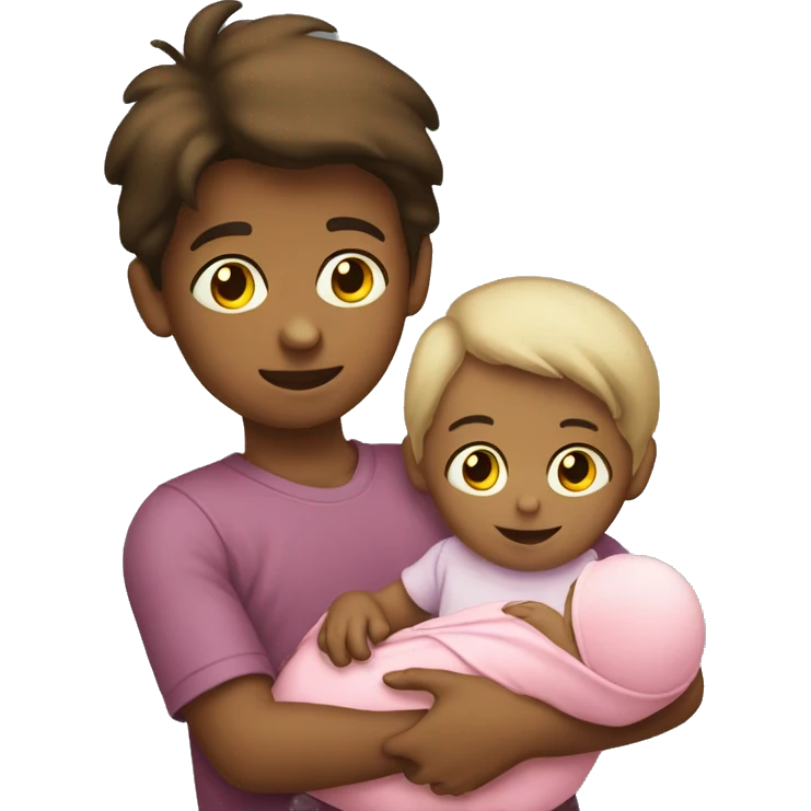A little boy holding a baby girl child   emoji