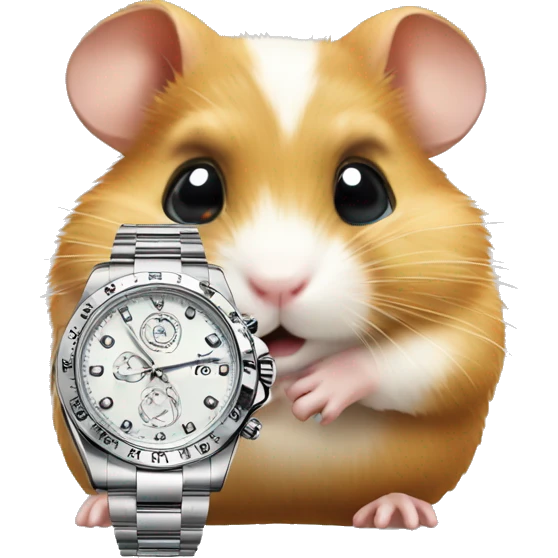 hamster looking at rolex emoji