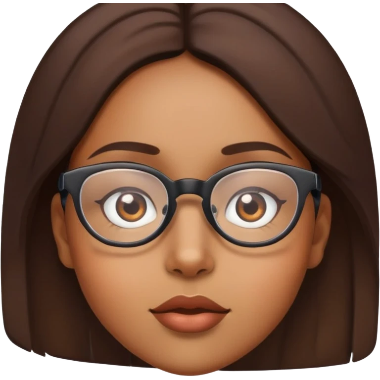 Brown girl with glasses with eyes looking up emoji