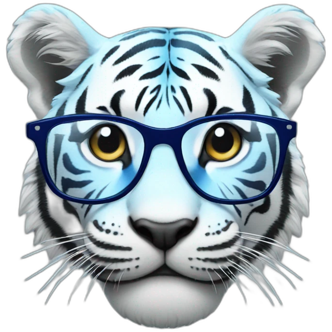 Blue tiger with glasses emoji