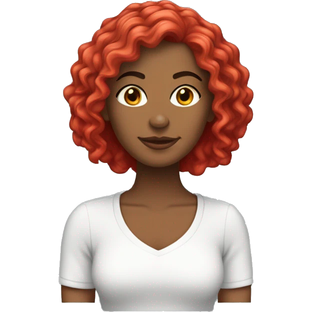 Mulher branca, cabelos vermelhos cacheados  emoji
