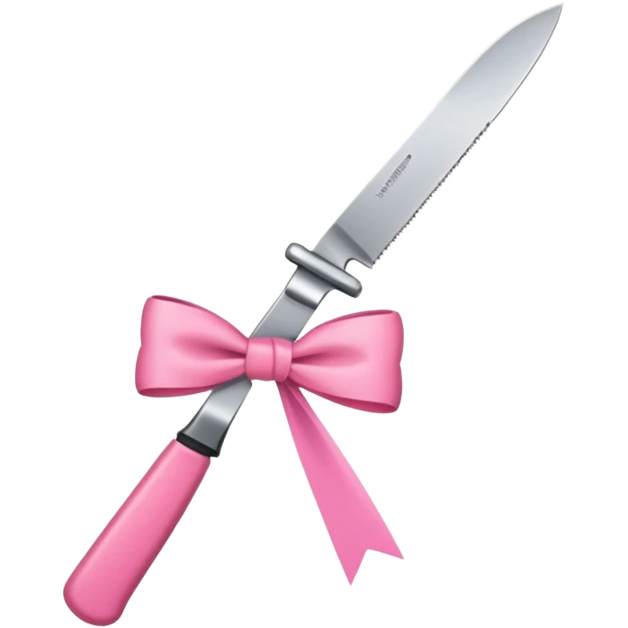 Only one object: a kitchen knife. A pink ribbon bow is tied directly on the knife handle. No other items. No decorations. Minimal emoji style emoji