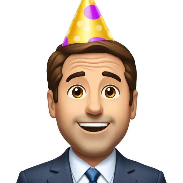 Excited Michael Scott with a party hat emoji
