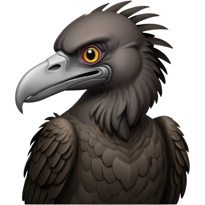   Old black angry  vulture looking ahead emoji