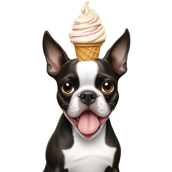 Boston terrier eating ice cream  emoji