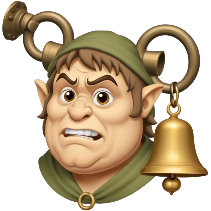 Quasimodo the hunchback of Notre Dame with bell emoji