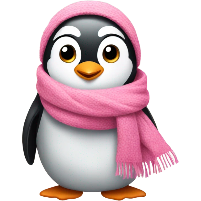 pinguin with pink scarf emoji