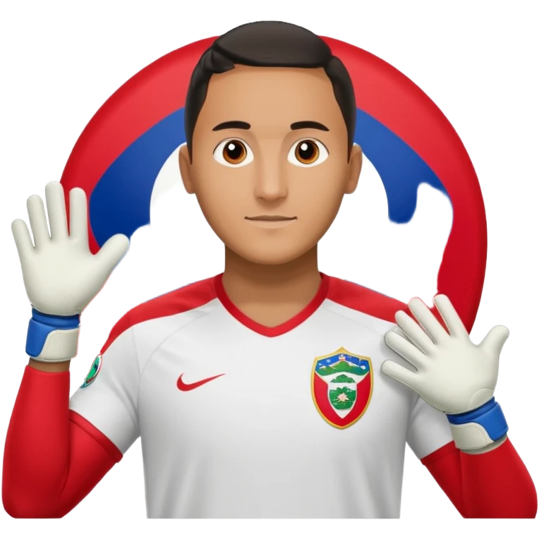 Keylor NavasK camisa roja de Costa Rica  y guantes de portero qué el escudo de costa  rica sea la bandera dentro de un circulo blanco  emoji