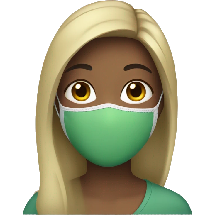 a girl wearing a green face mask  emoji