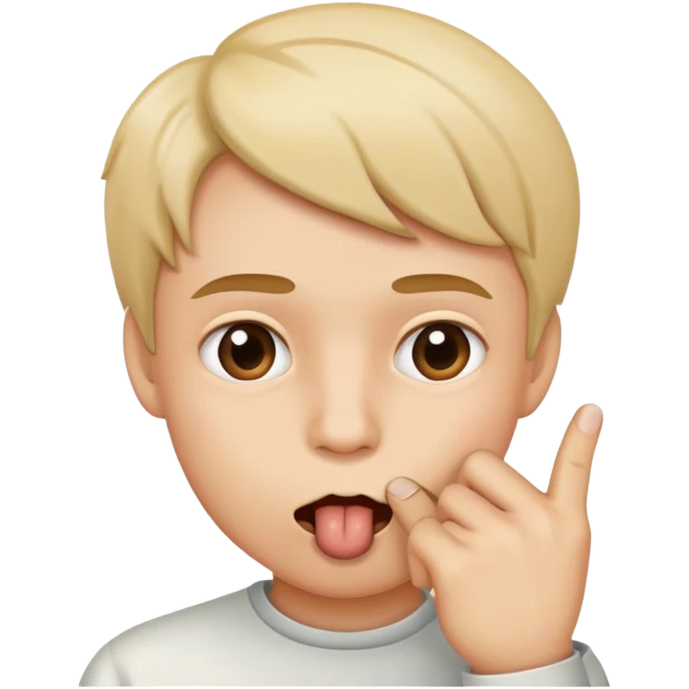 person with index finger in mouth, biting finger emoji