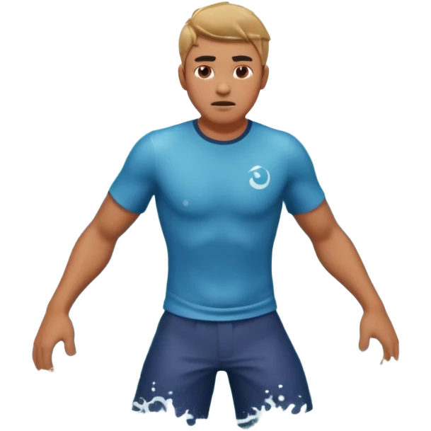 man standing in ocean waves, water splashing around him, determined expression, dynamic sea motion, cinematic ocean vibe, 3D cartoon style, mobile game icon style, clean background, no text, no watermark
  emoji