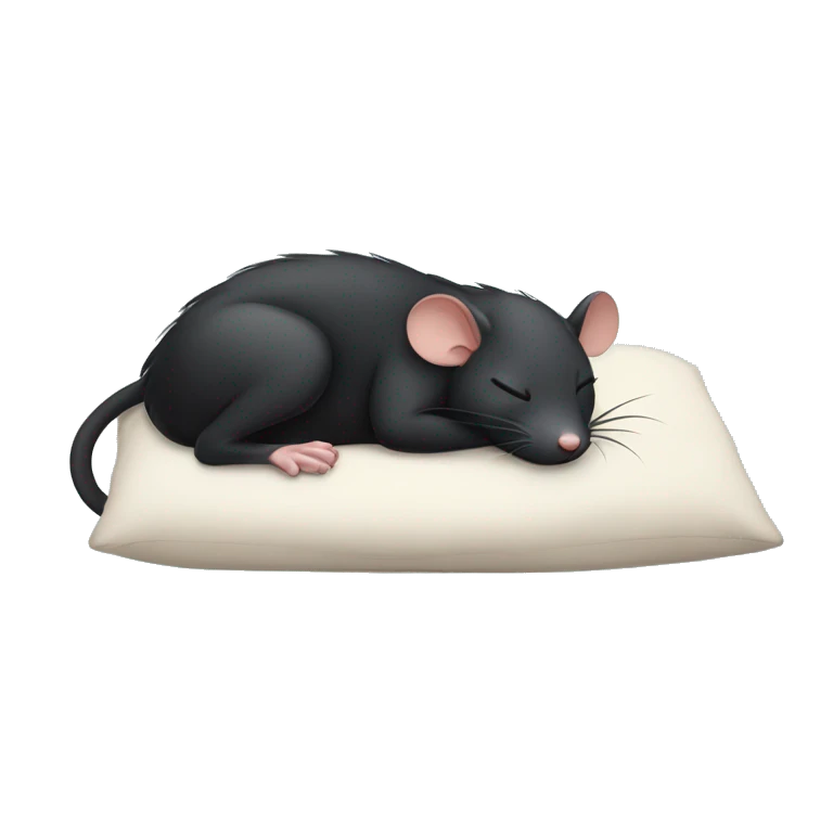 sleeping unhappy black rat laying on back emoji