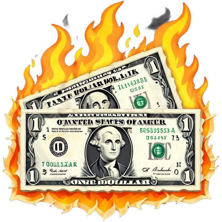 burning one money emoji
