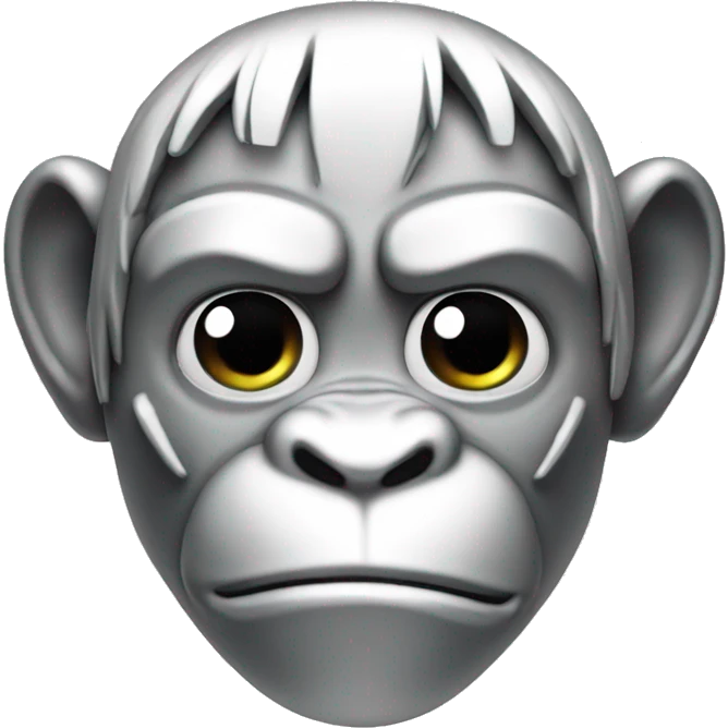 Strong Monkey made of platinum metal emoji