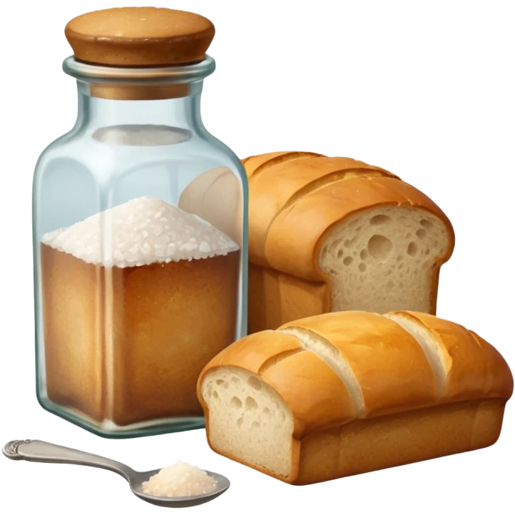  a one victorian bottle of salt and a loaf of bread emoji