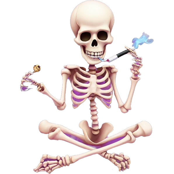 Skeleton smoking pink hookah  emoji