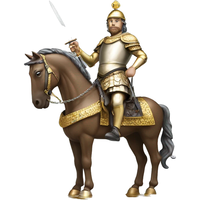 King Richard horse statue with weapon,  emoji