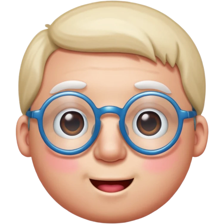 a guy who looks like kirby with a very round head, white skin and glasses emoji