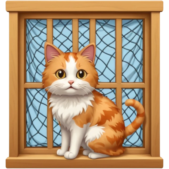cat trying to go to a window with nets on the window emoji