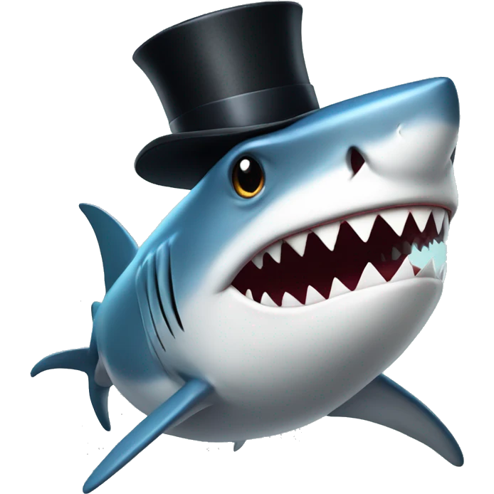 Shark   with a top hat emoji