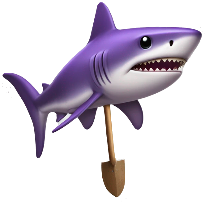 purple shark with 10 gallon hat and an axe emoji