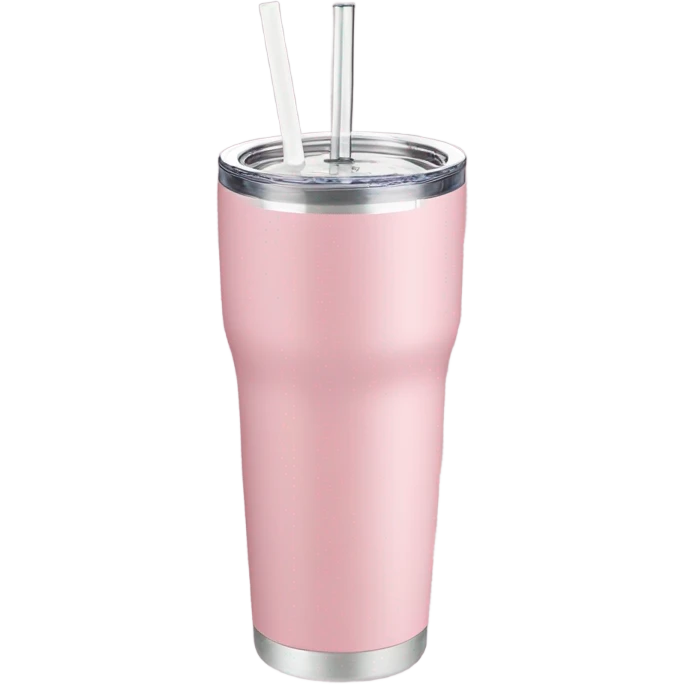 Light pink 40 oz tumbler with handle and straw emoji