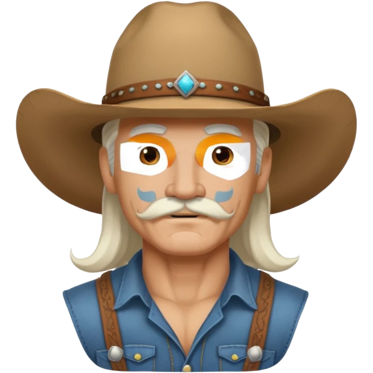 muscular tattooed and mustached cowboy long white hair  emoji