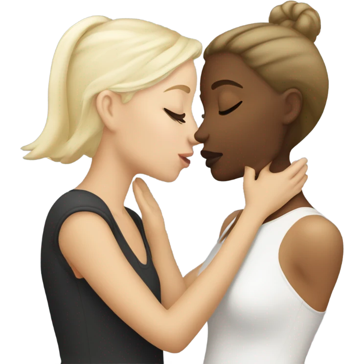 a white blonde girl kissing her white brunette girlfriend emoji