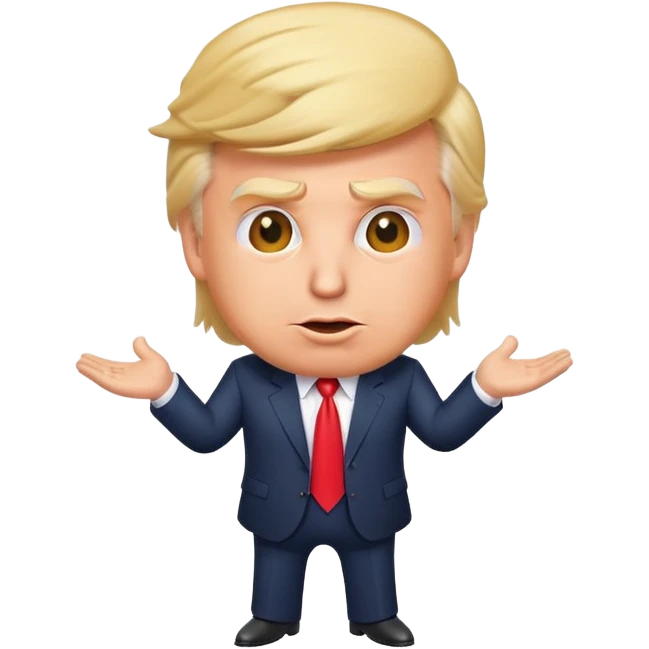 Donald Trump as a playful emoji character, recognizable hairstyle, suit, and expressive face emoji