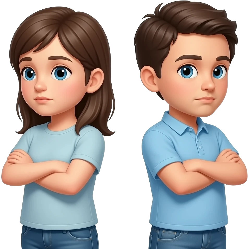 distant siblings giving cold soulder to each other emoji