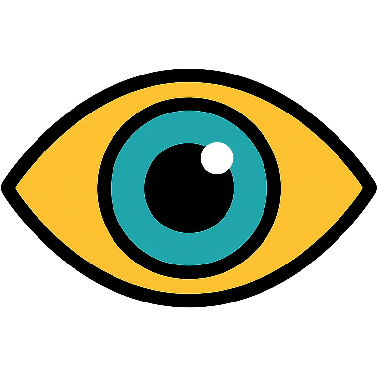 an eye, color outline icon style, with a subtle highlight on the iris emoji
