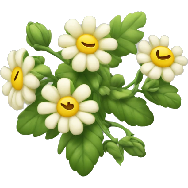 En grønn blomst med guledetaljer emoji