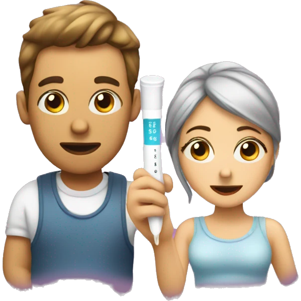 couple looking at pregnancy test emoji