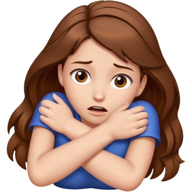brown haired girl strangling herself emoji