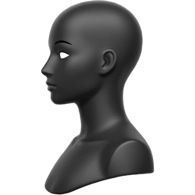 Minimalistic flat vector icon, iOS style, thin black contour on white background. Matte black mannequin in profile in 3D monochrome style. emoji