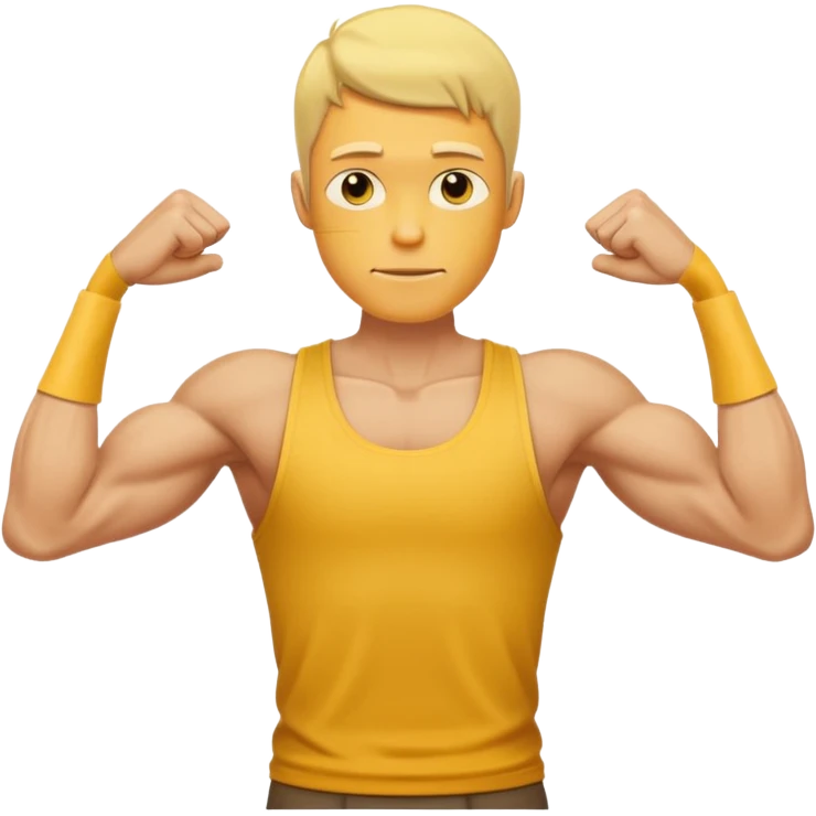 Yellow Man flexing skinny long arms  emoji