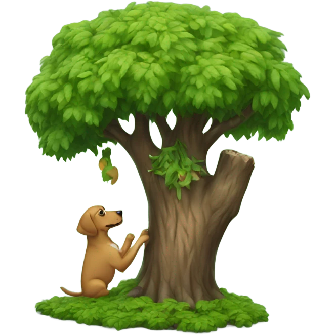 dog eating tree emoji