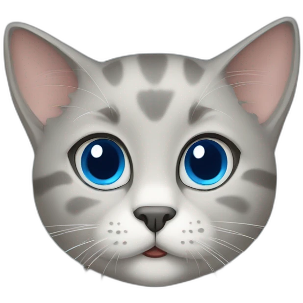 Greige cat with blue ete emoji