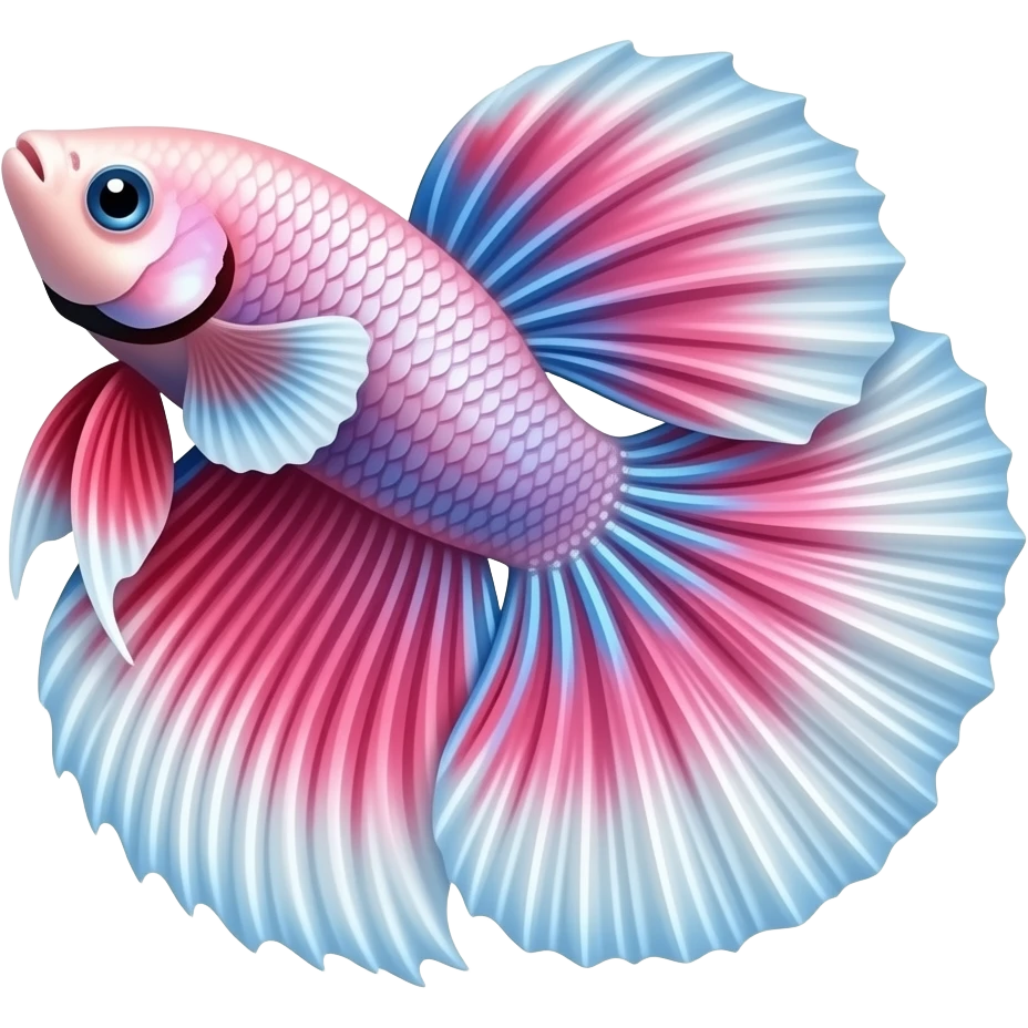 beautiful pink and blue and white beta fish swimming up emoji