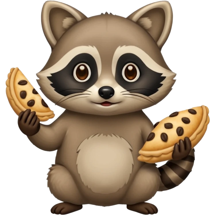 Raccoon with empanadas instead of paws emoji
