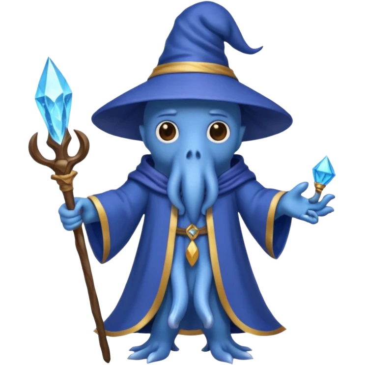 The blue octopus wizard of Dungeons and Dragons emoji