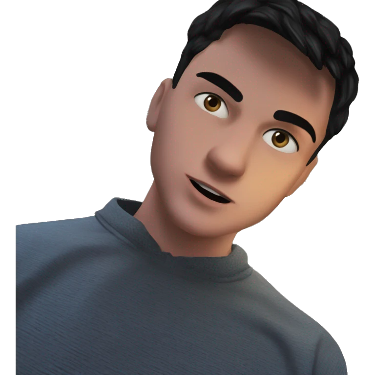 confident gazing black haired boy emoji