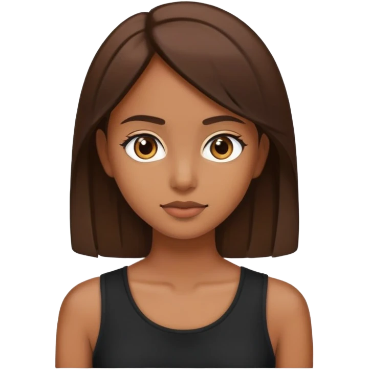 Brown straight-haired girl wearing black top emoji