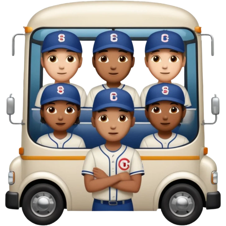 autobus de equipo llevando a egnte de basebal  y un chofer emoji