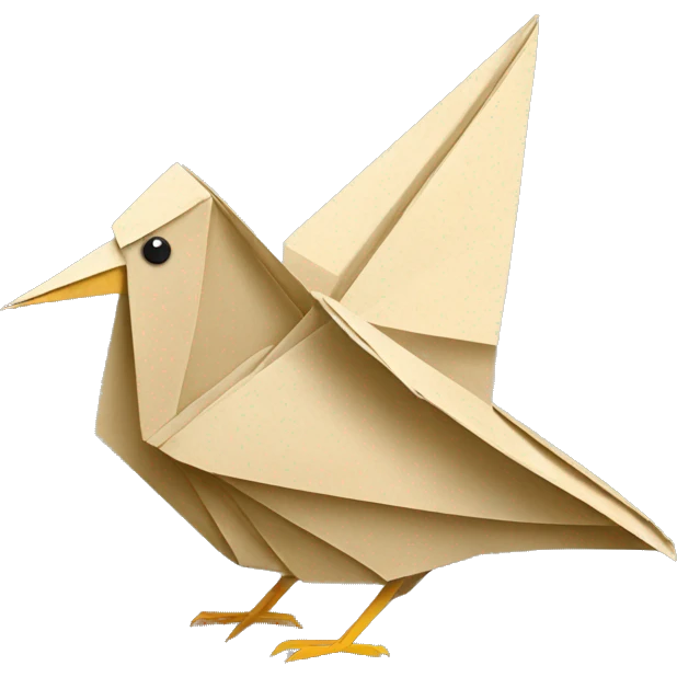 Beige Origami newspaper bird emoji