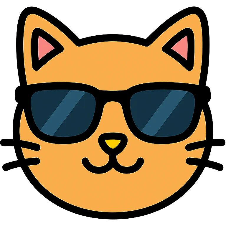 cat wearing sunglasses, color outline icon style emoji