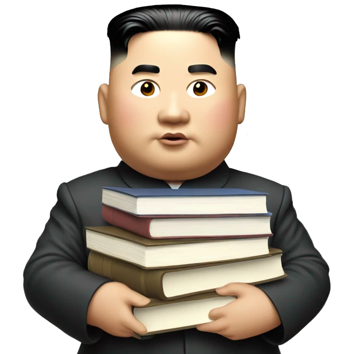 kim jong-un holding a stack of books emoji