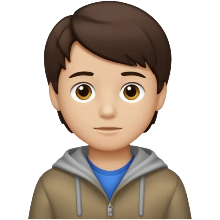 Dark brown hair, light bronw skined and is a boy emoji